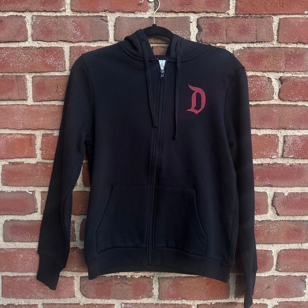Disneyland Rhinestone bling black zip up hoodie sweatshirt small NEW - Picture 2 of 10